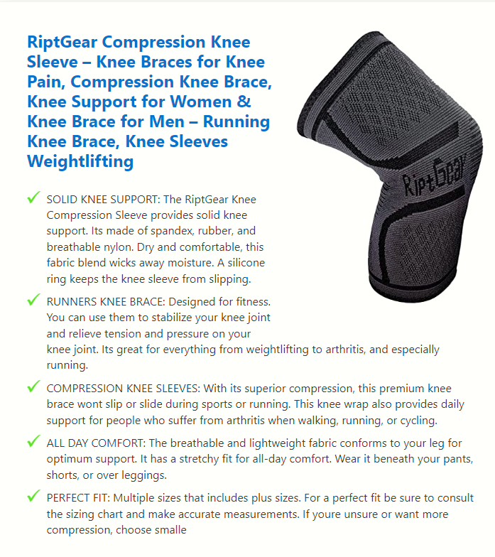 RiptGear Compression Knee Sleeve Support for Running